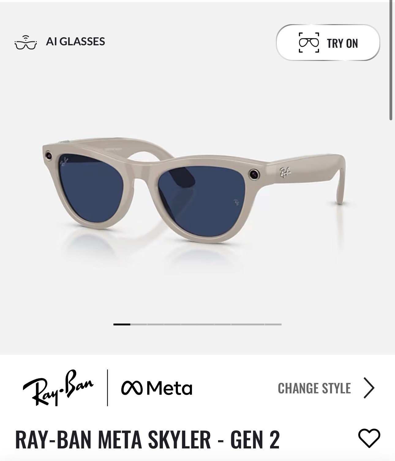 RAY-BAN Meta GEN 2 SKYLER Smart Sunglasses Shiny Grey / Sapphire Transitions