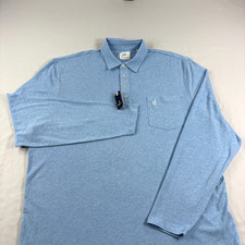 johnnie-O Shirt Mens XL Blue Polo Cutler Long Sleeve Hangin Out Pocket Stretch