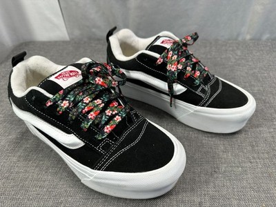 VANS Knu Skool Stack Platform Women Size 6.5 US Black/White Suede Sneakers Shoes