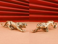 Lot of 2 Vintage Brass Home Desk Decor Statue Ornament Figurine Tiger