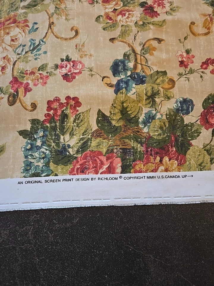 Richloom Scroll & Vine Flower Bouquet Brushed Upholstery Fabric 4.5 Yards 162" - Image 2 of 4