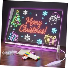 Glow Led Note Board for Kids, 13"x10" Acrylic Drawing Board with 7 Color