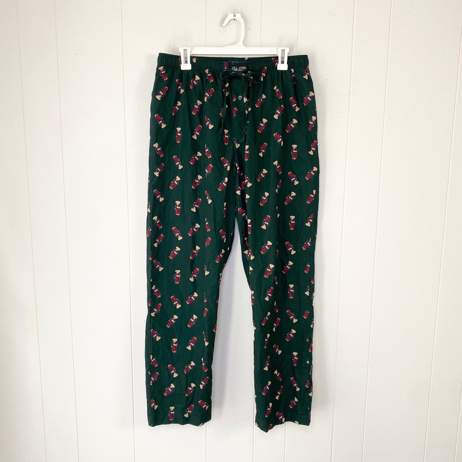 Polo Ralph Lauren Mens Green Polo Bear Pajama Pants Sleepwear Large L