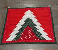 Vtg 90 Handmade Christmas Tree Quilted Wall Hanging Cottage Core Primitive