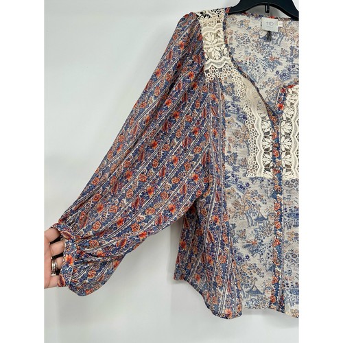 Anthropologie HD in Paris Chinoiserie Peasant Blouse Top Size 4 - Picture 6 of 11