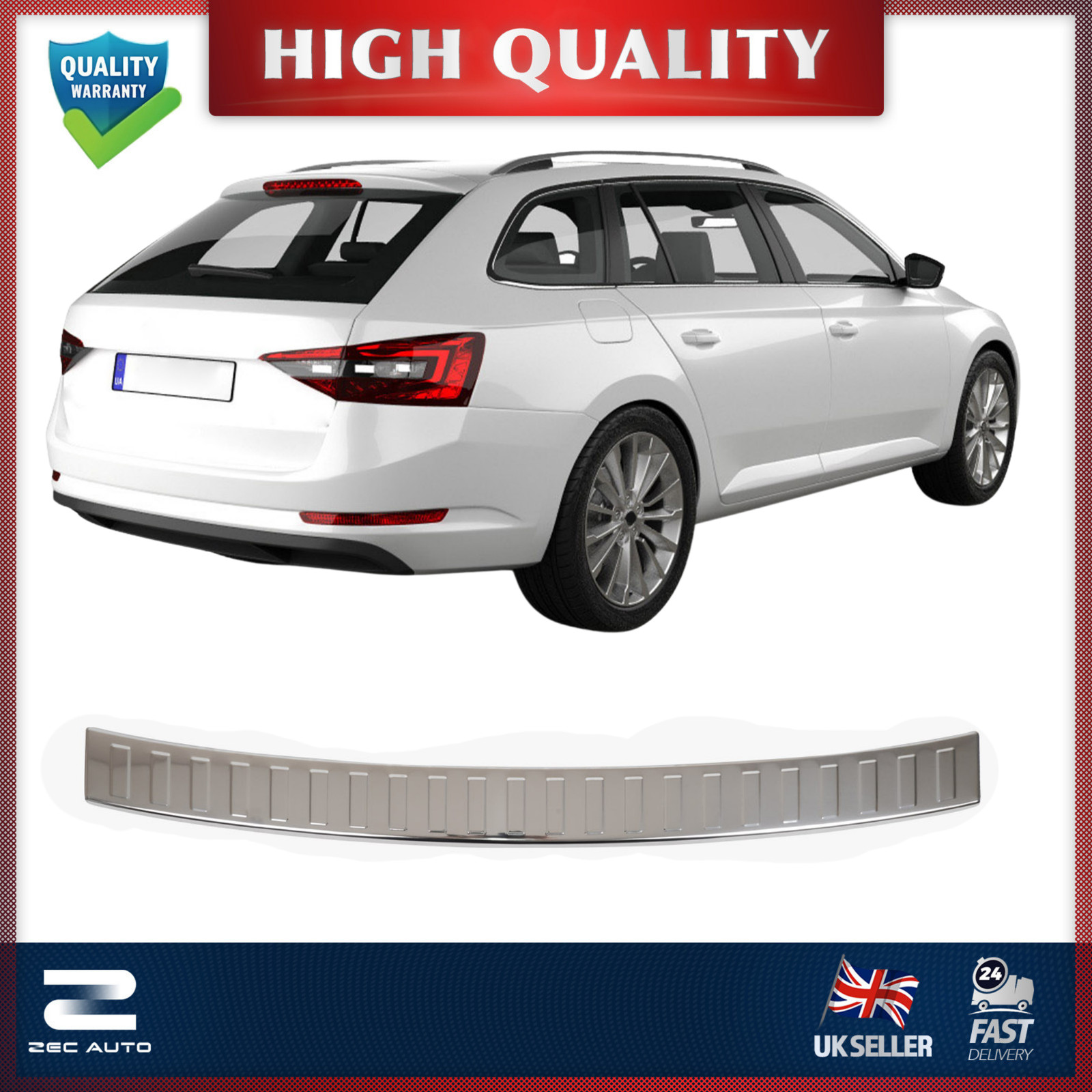 Rear Bumper Protector for SKODA Superb III Estate 2015-On Chrome Sill Guard