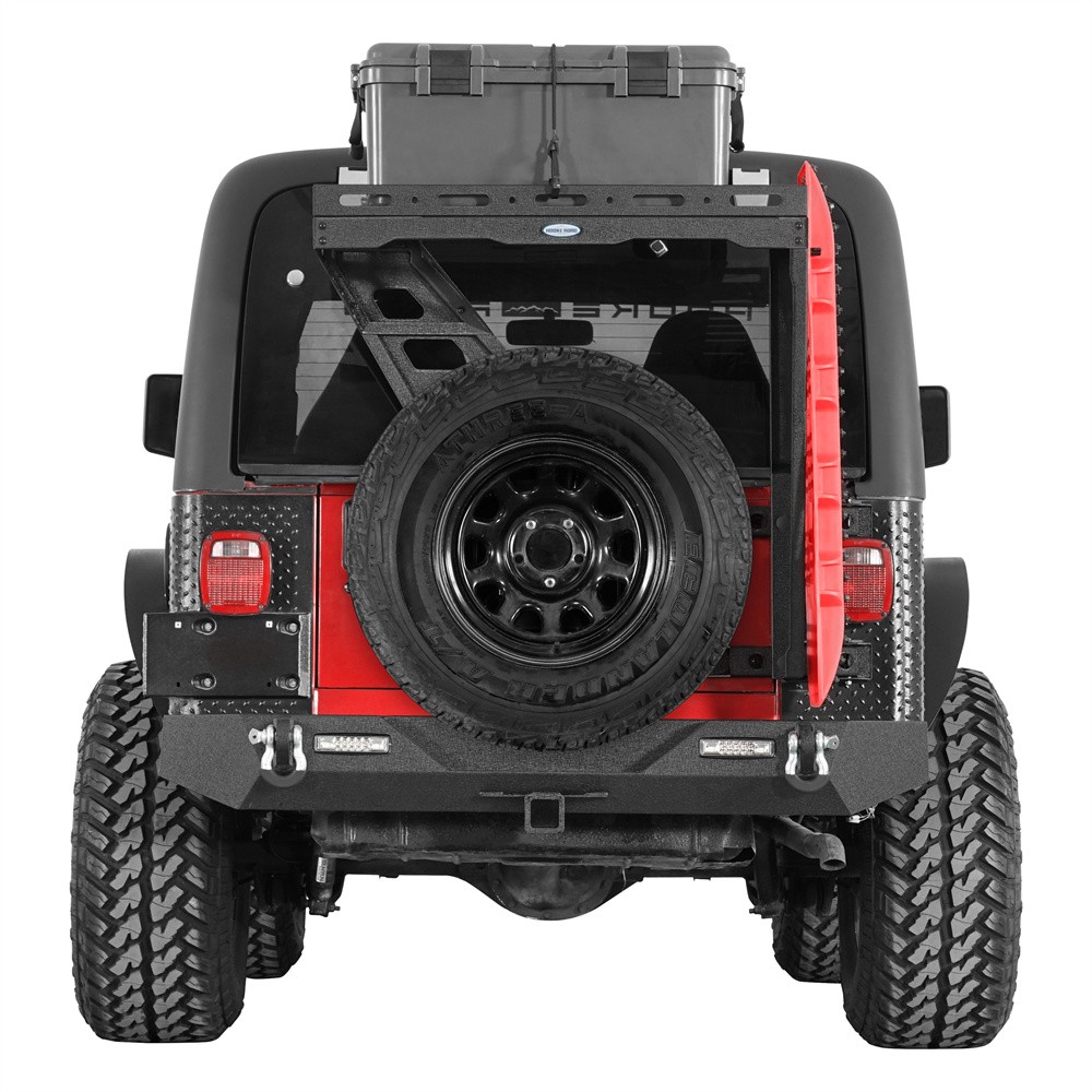 Hooke Road Tailgate Basket Rear Cargo Rack w/ Hinge for Jeep Wrangler TJ 97-06