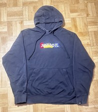 Nike Just Do It Hoodie Black Pullover Men's XXL Sweatshirt Multicolor Logo