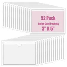 52 Pack Adhesive Pockets 3x5 Inch Labels for Storage 52pcs-3x5in, 52pcs-3x5in 