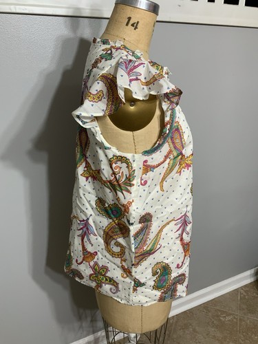 Camicetta colorata Talbots 100% cotone paisley taglia grande maniche svolazzanti - Foto 2 di 4