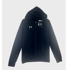 Under Armour Boys Rival Fleece Full Zip Hoodie Jacket YXL Black UA Logo NEW