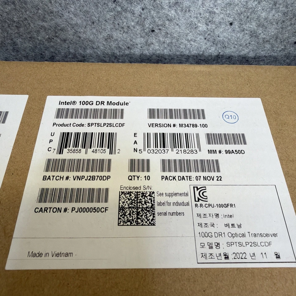 10 Intel SPTSLP2SLCDF Fiber Optic Transceiver Module 100G DR1 QSFP28 500M NEW - Image 3 of 3
