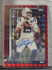 2025 Topps Chrome Football Riley Leonard Colts Rookie Red Geometric Autograph /5