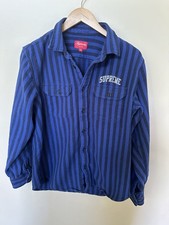 Supreme Blue Striped Button Up Sz Medium