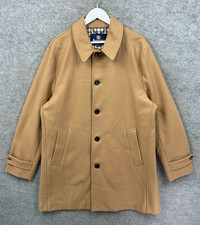 Aquascutum Jacket Mens Large 44 Beige Trench Mac Wool Coat Long Check Lined Top