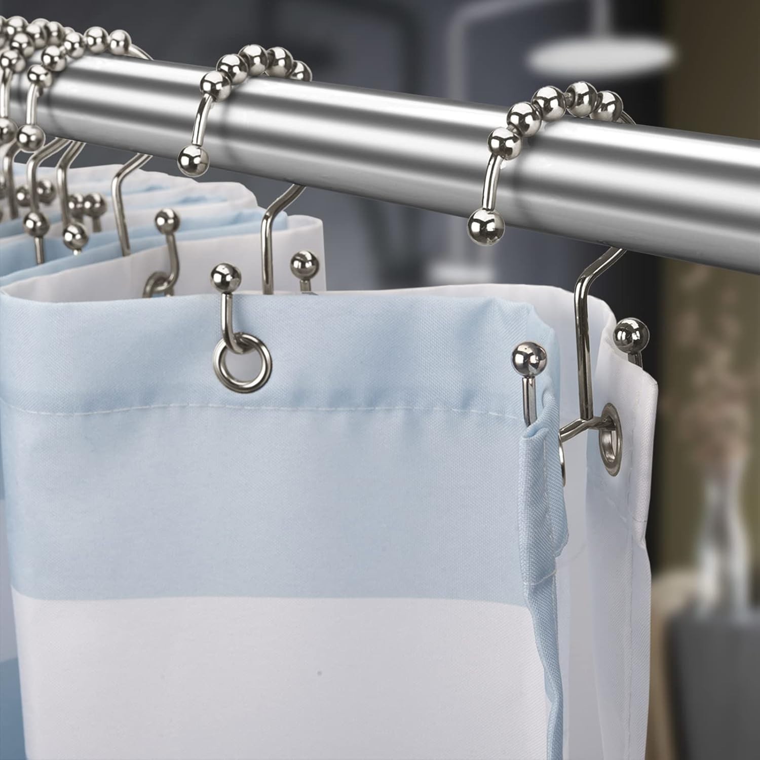 Titanker Shower Curtain Hooks Rings Rust Resistant Metal Double Glide Shower ...