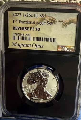 2023 FIJI SILVER FRACTIONAL REVERSE PROOF EAGLED- 4 COINs NGC PF70 Magnum Opus - Picture 5 of 18