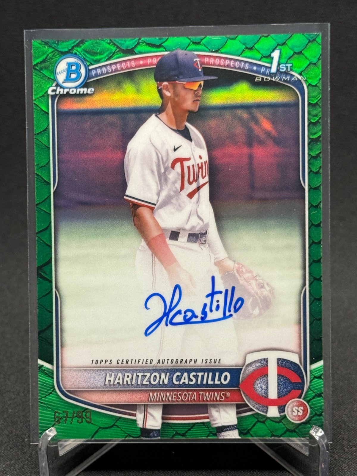 2025 Bowman Chrome - Haritzon Castillo - Reptilian Green Auto /99 - 1st Bowman