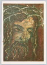 Arte postal Jesucristo usando corona de espinas 71X