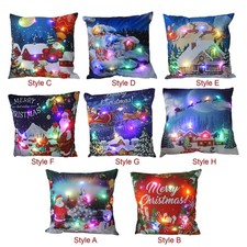 Christmas Throw Pillow Cover Pillowcase LED Light up Decorative Case Soft