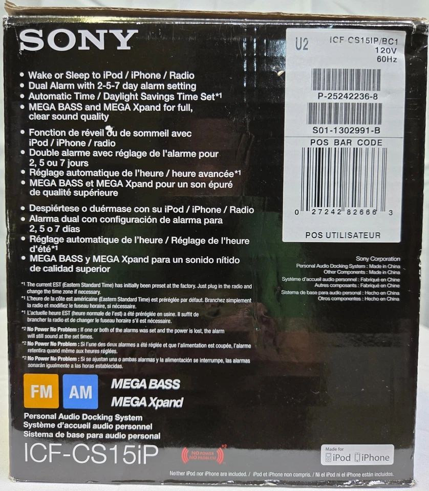 SONY Dream Machine ICF-CS15ip With Bluetooth & USB C connectivity New In Box - Image 4 of 4