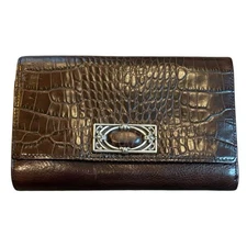 Brighton Wallet Bifold Leather Alligator Card Organizer Checkbook