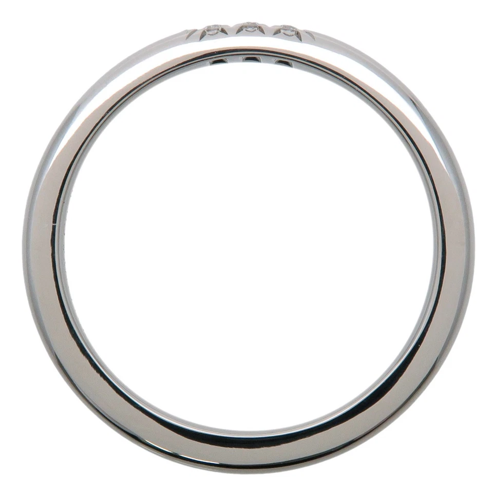 Auténtico anillo de diamantes Tiffany & Co clásico banda 3P PT950 #8 platino usado envío gratuito Foto 3 de 4