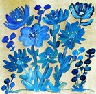 Blue Flowers Contemporary Expressionist Original Acrylic Painting 12x12 Signed — photo 1