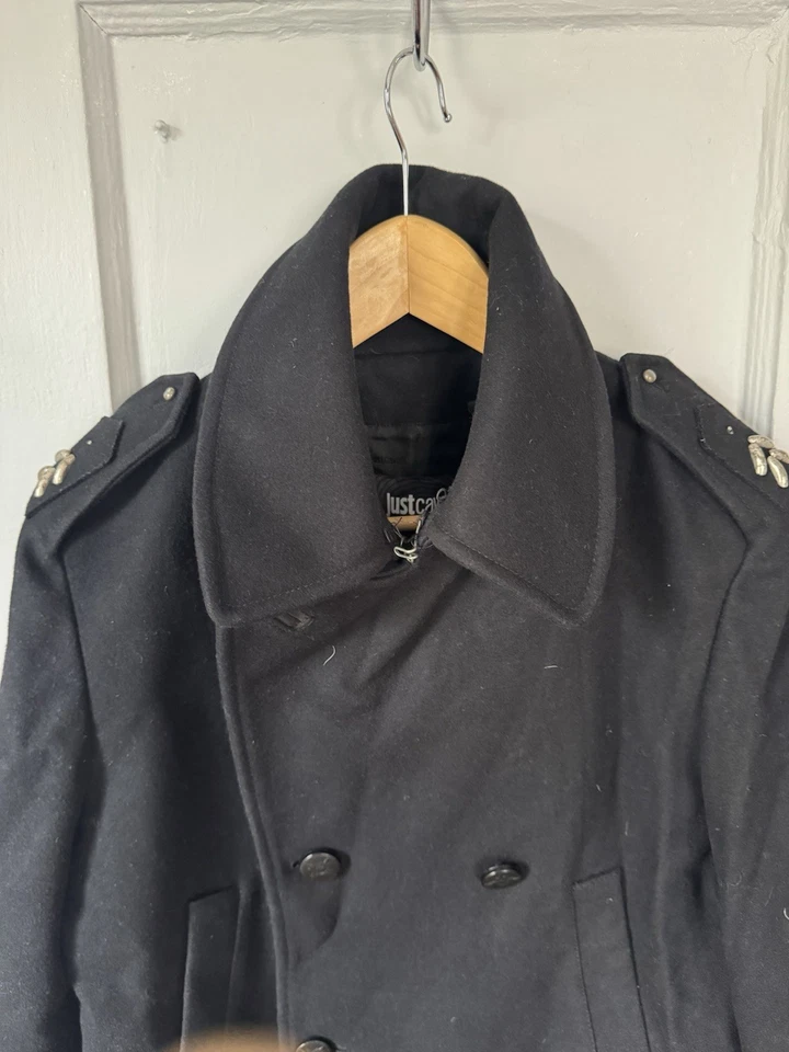 Just Cavalli Men's Vintage Pea Wool Coat Jacket Size 50 - Image 2 of 4