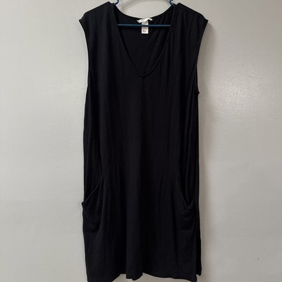 HM Divided Basic Womens Black Sleeveless Dress Medium Pockets Minimalist Career