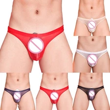 Mens Panties Sexy Sheer Solid.Mesh Breathable Comfort Jockstraps Underwear