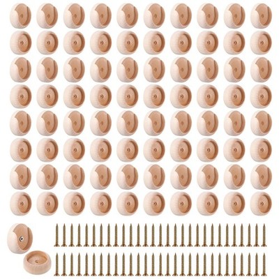 80 Sets Closet Pole Socket Wooden Closet Rod Holders 1-3/8'' Pole Bracket Rod ...