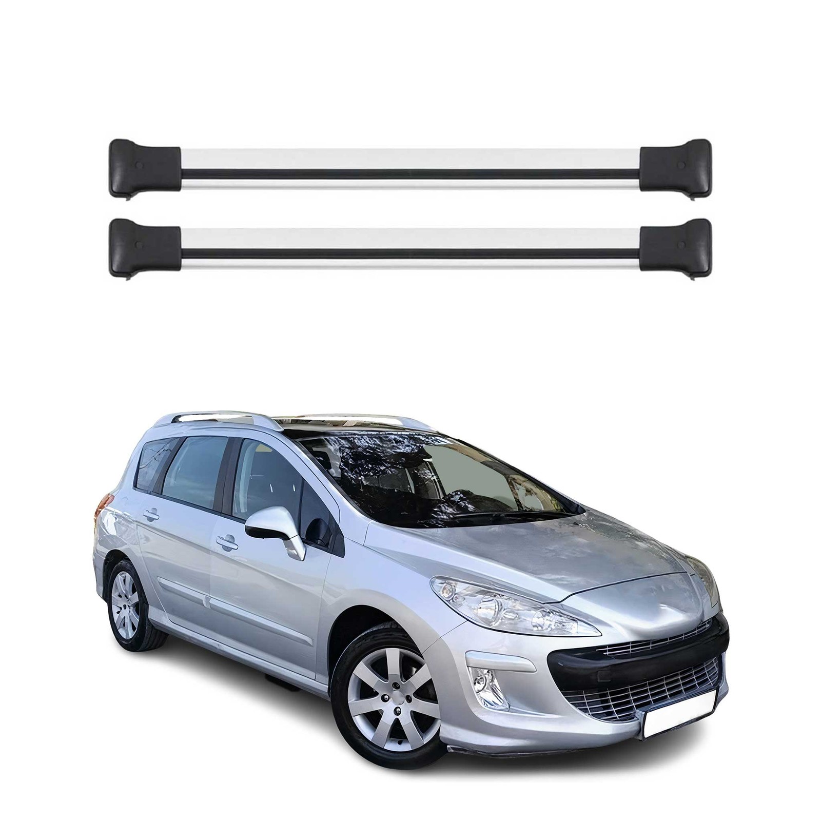 Barres de toit alu gris Peugeot 308 Break 2008 2009 2010 2011 2012 2013