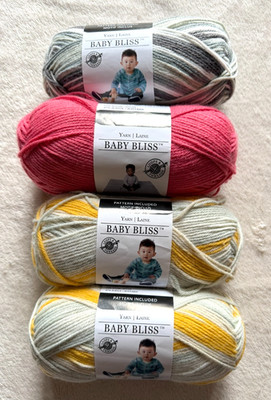 Lot of 4 skeins of Loops & Threads Baby Bliss Yarn, Discontinued Colors!