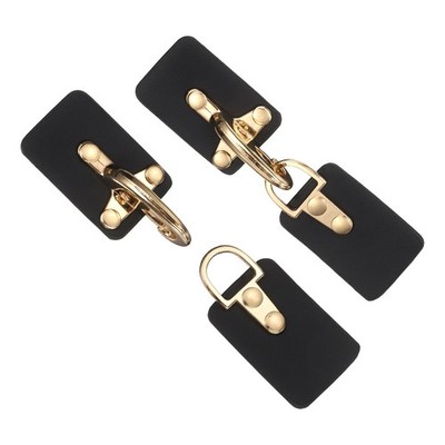 2Pcs Leather Snap Buckle Lock 4.6'' Sew on Toggle Closure Black/Gold