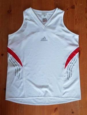 Adidas Y2K Laufshirt Gr. 38 in Weiß aus 2000er Jahren Damen Laufshirt vintage 