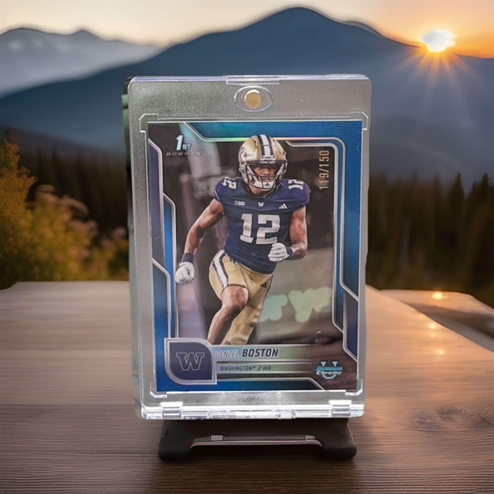 Denzel Boston 2025 Bowman Chrome University #34 Blue Refractor /150 (1st) (RC)