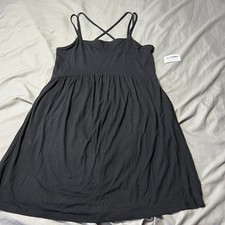 Old Navy Fit & Flare Strappy Mini Dress Womens Medium M Black Rayon Stretch New