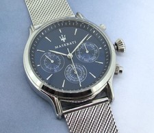 Maserati Blue Dial 17391 Chronograph Stainless Steel Quartz Wristwatch 42MM