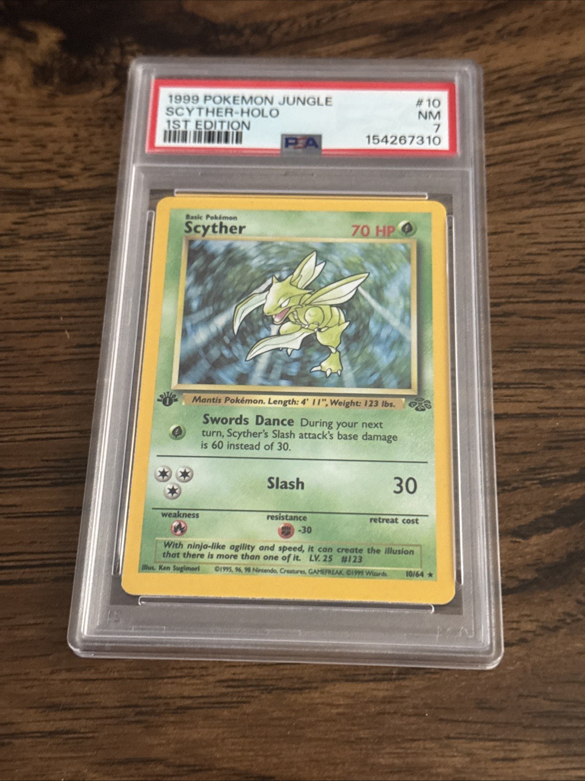 Scyther Holo Rare Jungle 1st Edition Pokemon Card 10/64 PSA 7