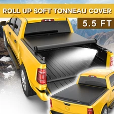 5.5FT Roll Up Soft Tonneau Cover Fits For 2004-2014 Ford F150 Truck Bed w / LED