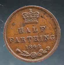 Great Britain, Half Farthing, 1844 copper coin,#3