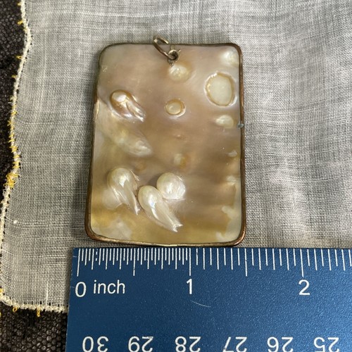Ocean 2" Seashell MOP Pearl Pendant Gold Trim Crafting SS-4 - Picture 5 of 7