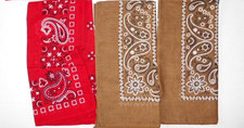 Lot of 3 Cotton Sport Biker Bandana Handkerchief PAISLEY 2 Brown 1 Red UNUSED