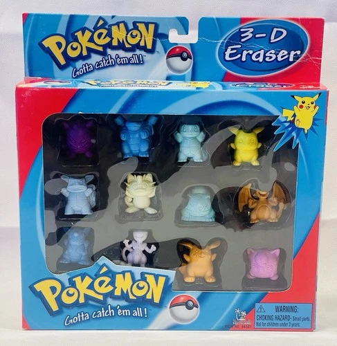 Vintage Nintendo Toy Island Pokemon 3-D Erasers 1998 Rare larger set