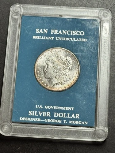 1881 S Morgan Silver Dollar Gem BU Uncirculated MS++ Coin Capital Holder (1368)