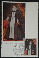 1968 CARTE MAXIMUM CARD FDC 1er JOUR JEANNE GRIMALDI DE PHEULPIN MONACO 2/2