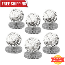 6Pc Disco Ball Centerpieces Honeycomb Table Decor 70s Party Decorations Supplies
