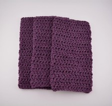 set of 3 handmade crochet cotton dish wash cloth 8.5x9 in purple flecks