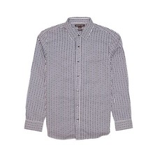 Michael Kors Mens Button Down Shirt Midnight Cotton Horizontal Stripe Logo Print